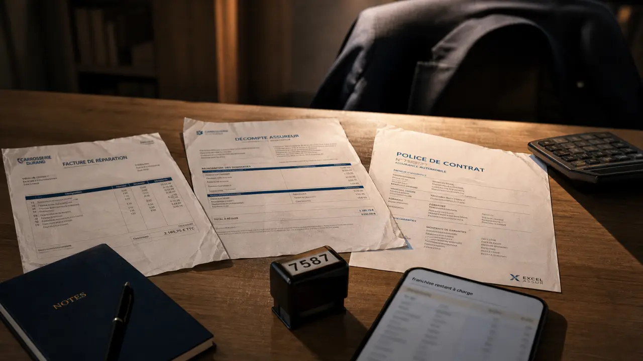 Comptabilisation franchise assurance véhicule : compte 7587 (franchise à charge)