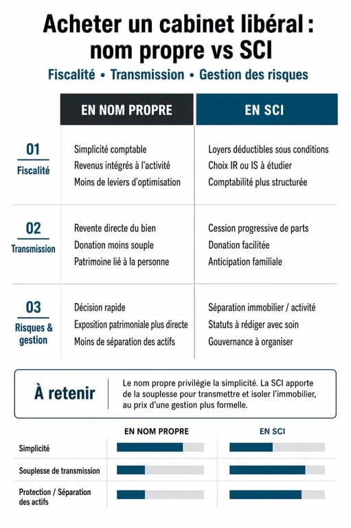 Comparatif des modes d'achat d'un cabinet de profession libérale : nom propre ou SCI