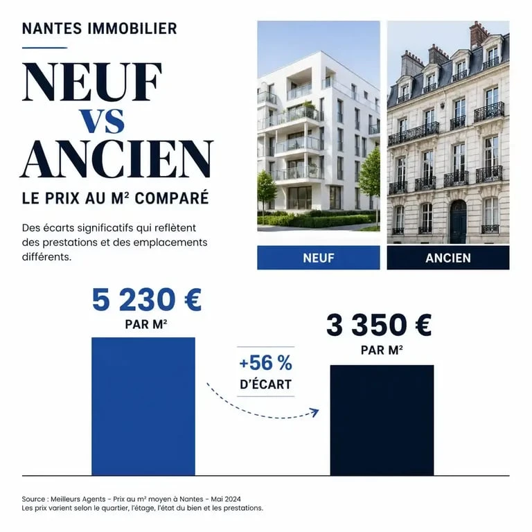 Comparaison prix immobilier neuf et ancien Nantes