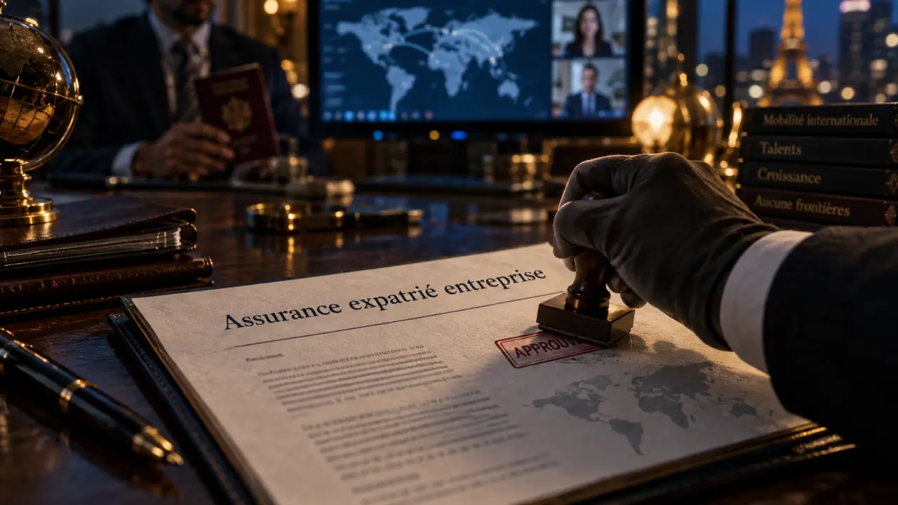 Assurance expatrié entreprise : main tamponne dossier RH
