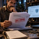Assurance professionnelle entreprise individuelle : entrepreneur avec document RC Pro après un sinistre