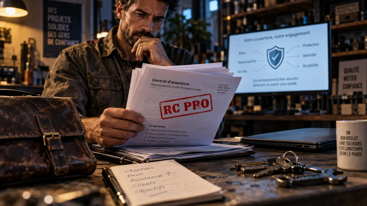 Assurance professionnelle entreprise individuelle : entrepreneur avec document RC Pro après un sinistre