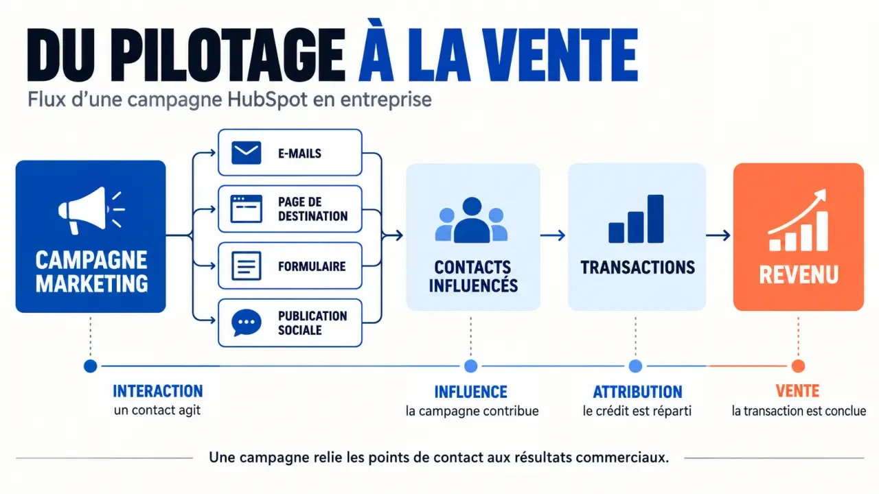 HubSpot pour la gestion des campagnes et des reportings en entreprise, de l’actif marketing au revenu attribué